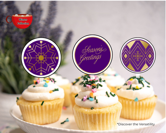 Amethyst Holiday Cupcake Toppers, Labels or Gift Tags P.D.F. Printable Party Decor